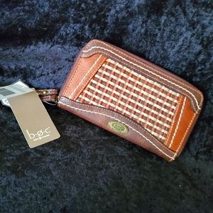 B.O.C. Brown Leather Wristlet Wallet Purse